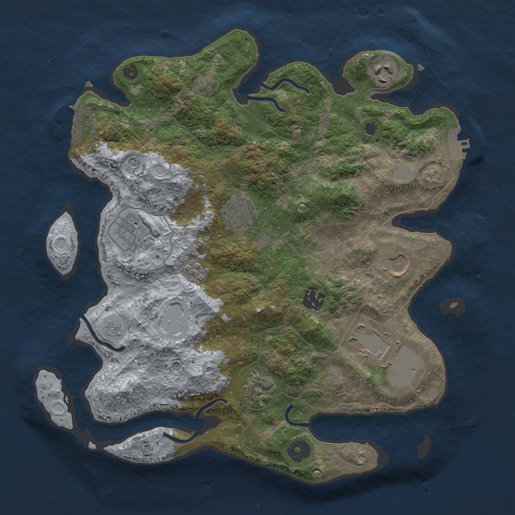 Rust Map: Procedural Map, Size: 3500, Seed: 44720990, 17 Monuments