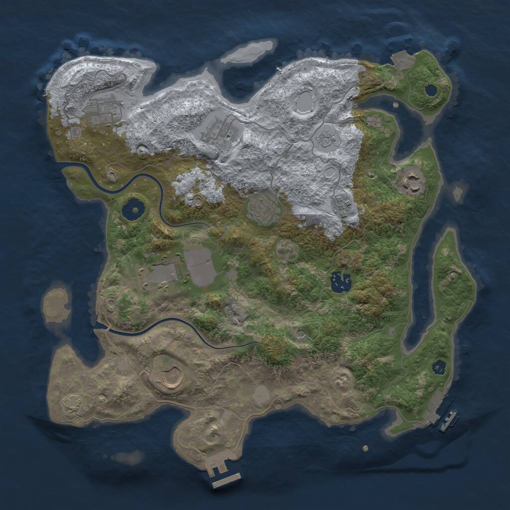 Rust Map: Procedural Map, Size: 3500, Seed: 48630079, 14 Monuments