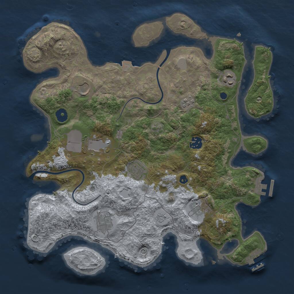 Rust Map: Procedural Map, Size: 3500, Seed: 51036230, 14 Monuments