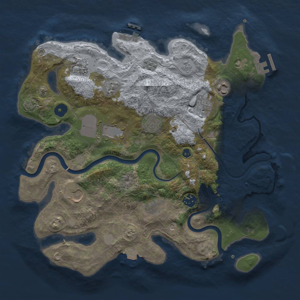 Rust Map: Procedural Map, Size: 3500, Seed: 55944009, 15 Monuments