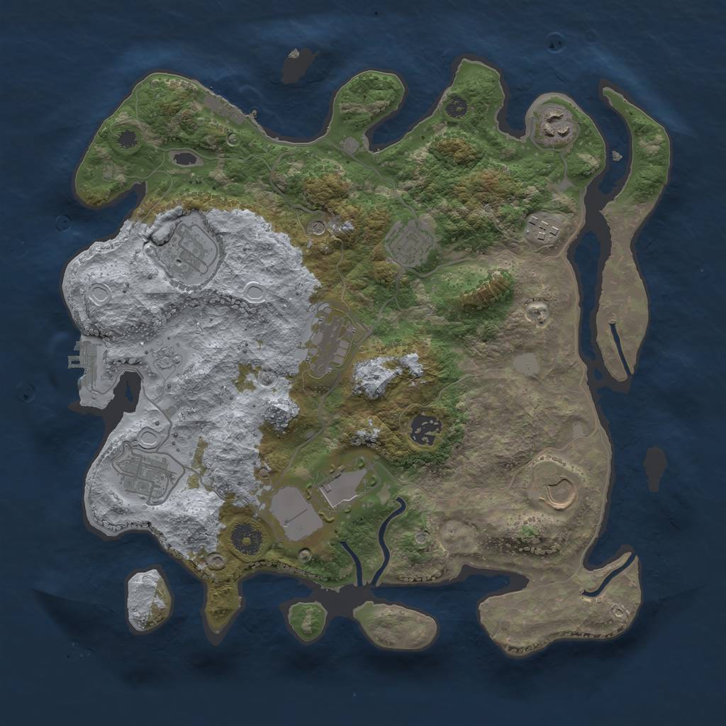 Rust Map: Procedural Map, Size: 3500, Seed: 36248155, 18 Monuments