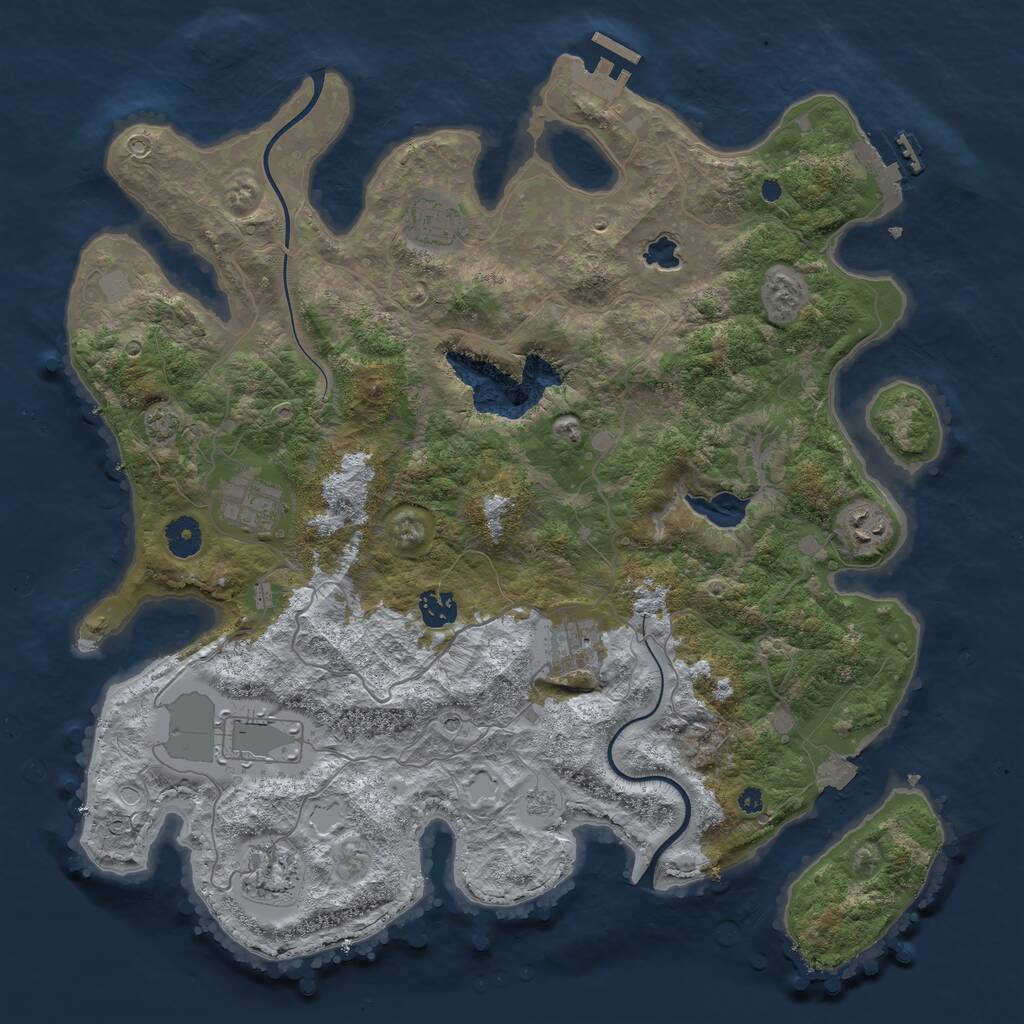 Rust Map: Procedural Map, Size: 4000, Seed: 337303895, 13 Monuments