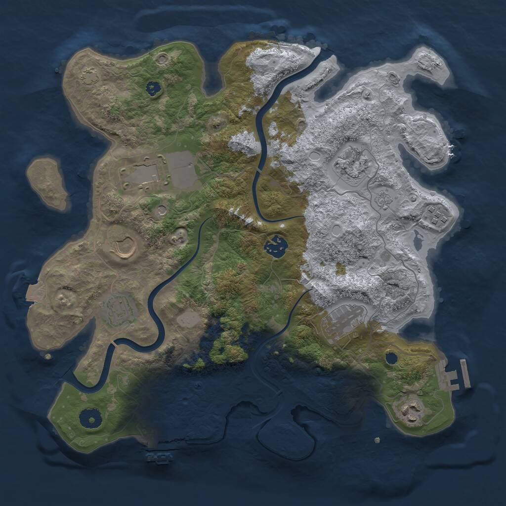 Rust Map: Procedural Map, Size: 3500, Seed: 4613861, 14 Monuments