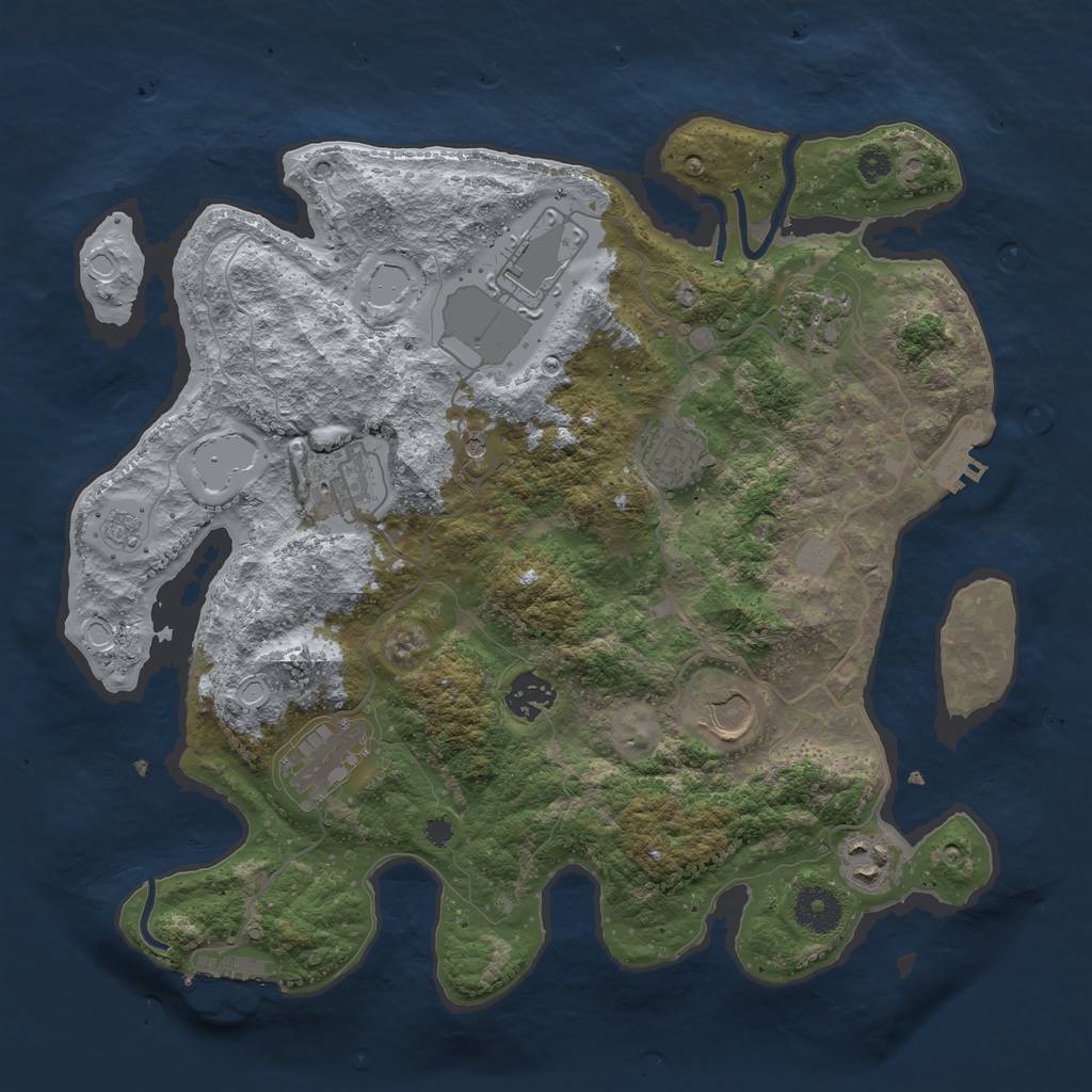 Rust Map: Procedural Map, Size: 3500, Seed: 47179719, 17 Monuments