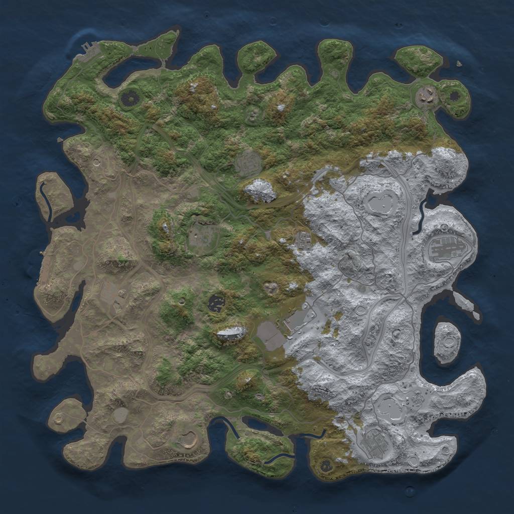 Rust Map: Procedural Map, Size: 4500, Seed: 614321591, 19 Monuments