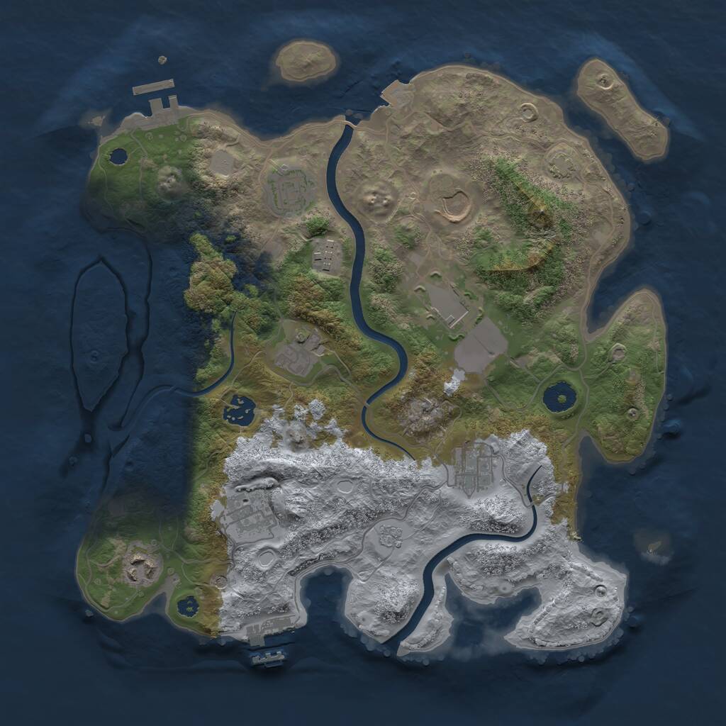 Rust Map: Procedural Map, Size: 3500, Seed: 73113450, 15 Monuments