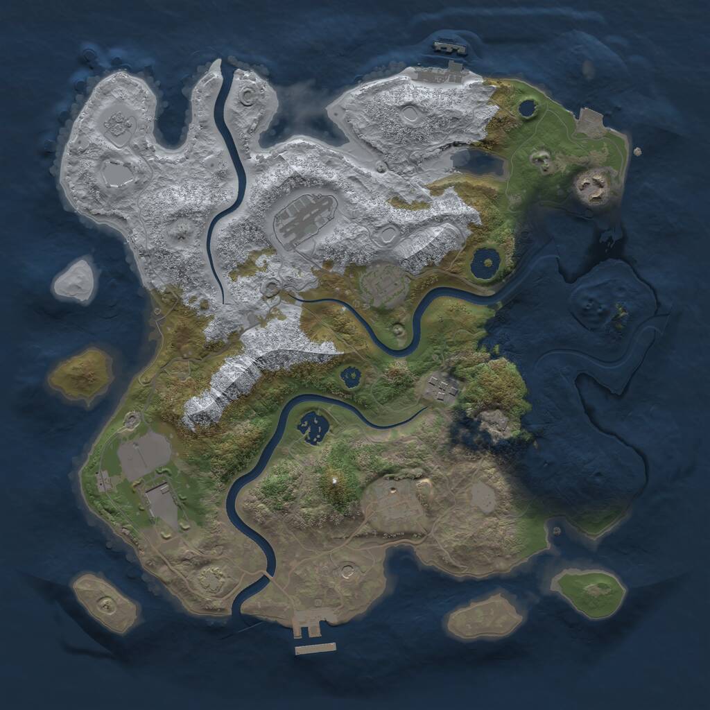 Rust Map: Procedural Map, Size: 3500, Seed: 96810855, 13 Monuments