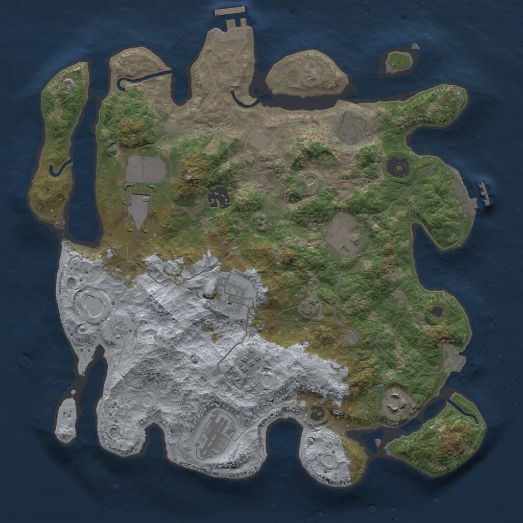 Rust Map: Procedural Map, Size: 3500, Seed: 49373590, 14 Monuments