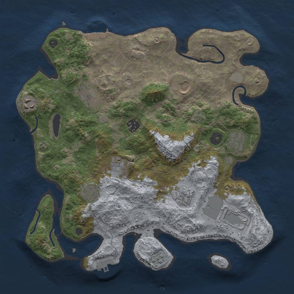 Rust Map: Procedural Map, Size: 3500, Seed: 487, 19 Monuments