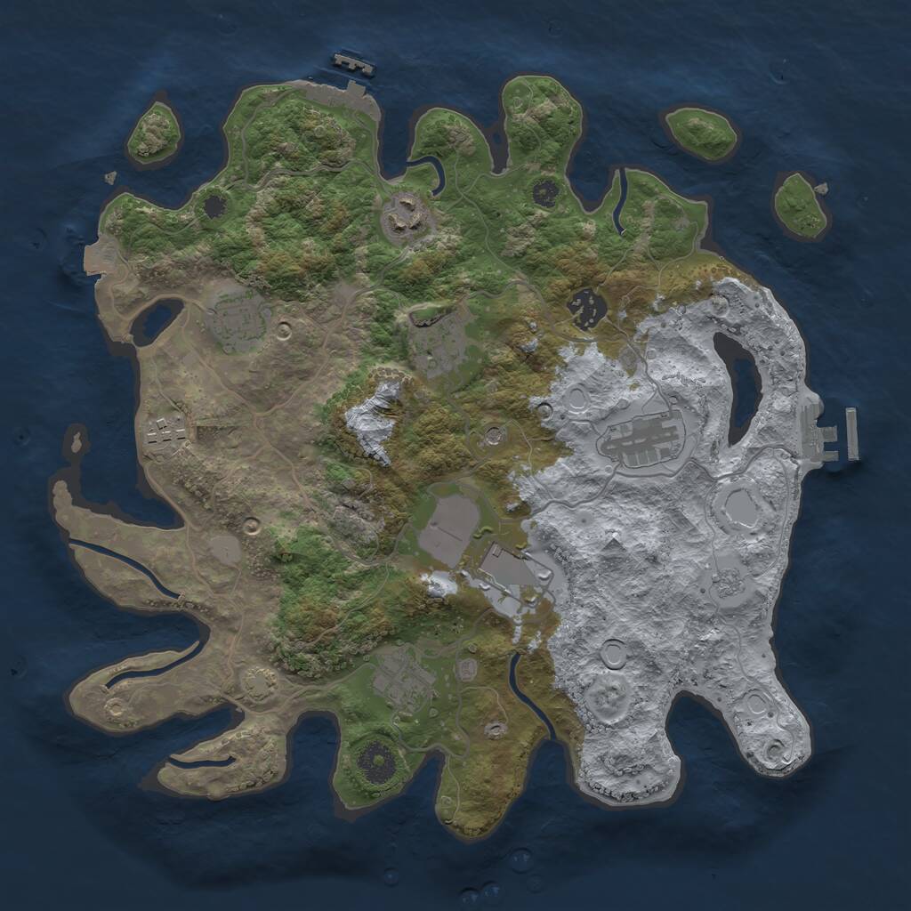 Rust Map: Procedural Map, Size: 3500, Seed: 32157639, 14 Monuments