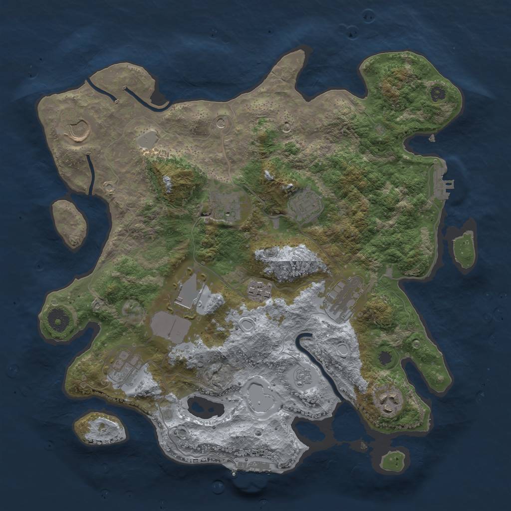 Rust Map: Procedural Map, Size: 3500, Seed: 95066579, 17 Monuments