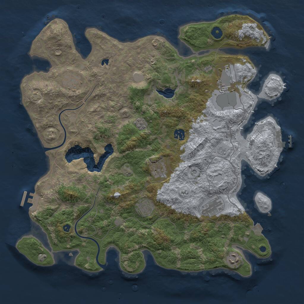 Rust Map: Procedural Map, Size: 4000, Seed: 1251238939, 14 Monuments