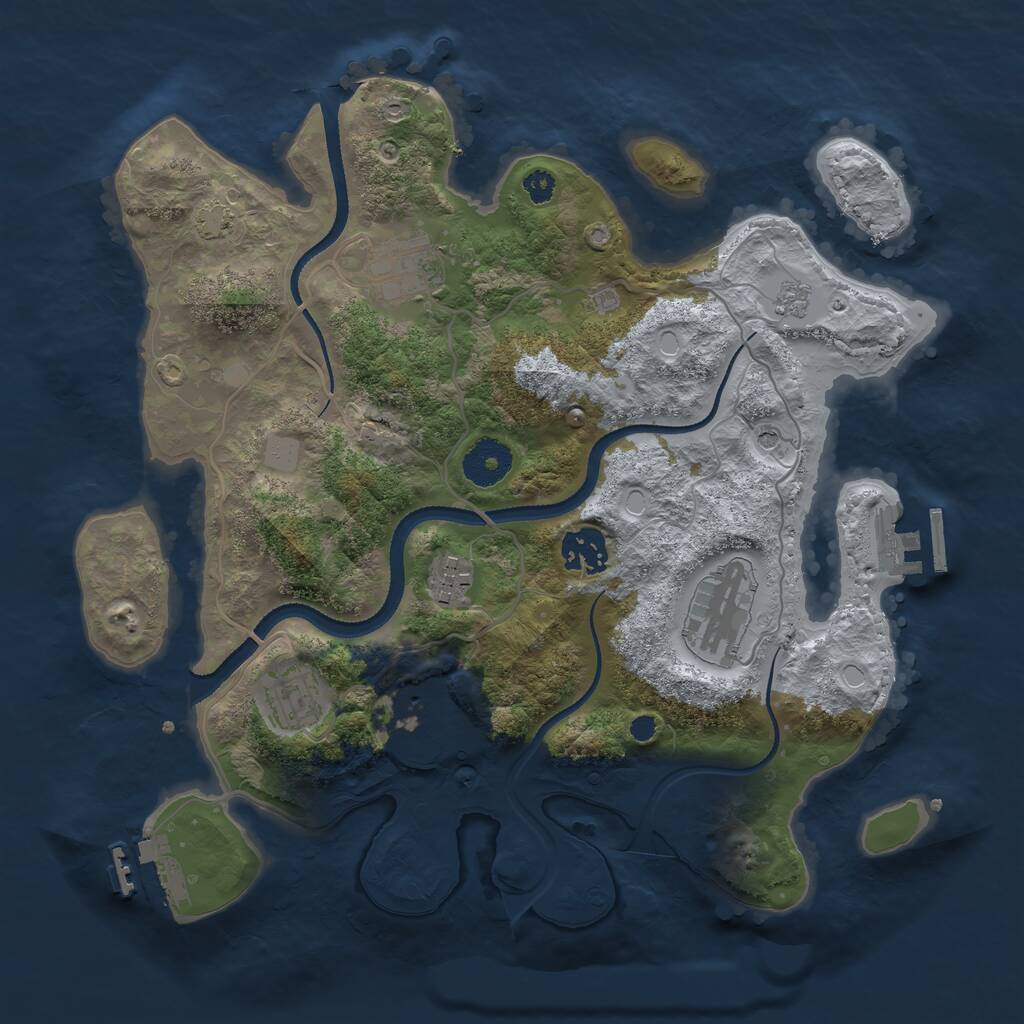 Rust Map: Procedural Map, Size: 3250, Seed: 307336255, 12 Monuments