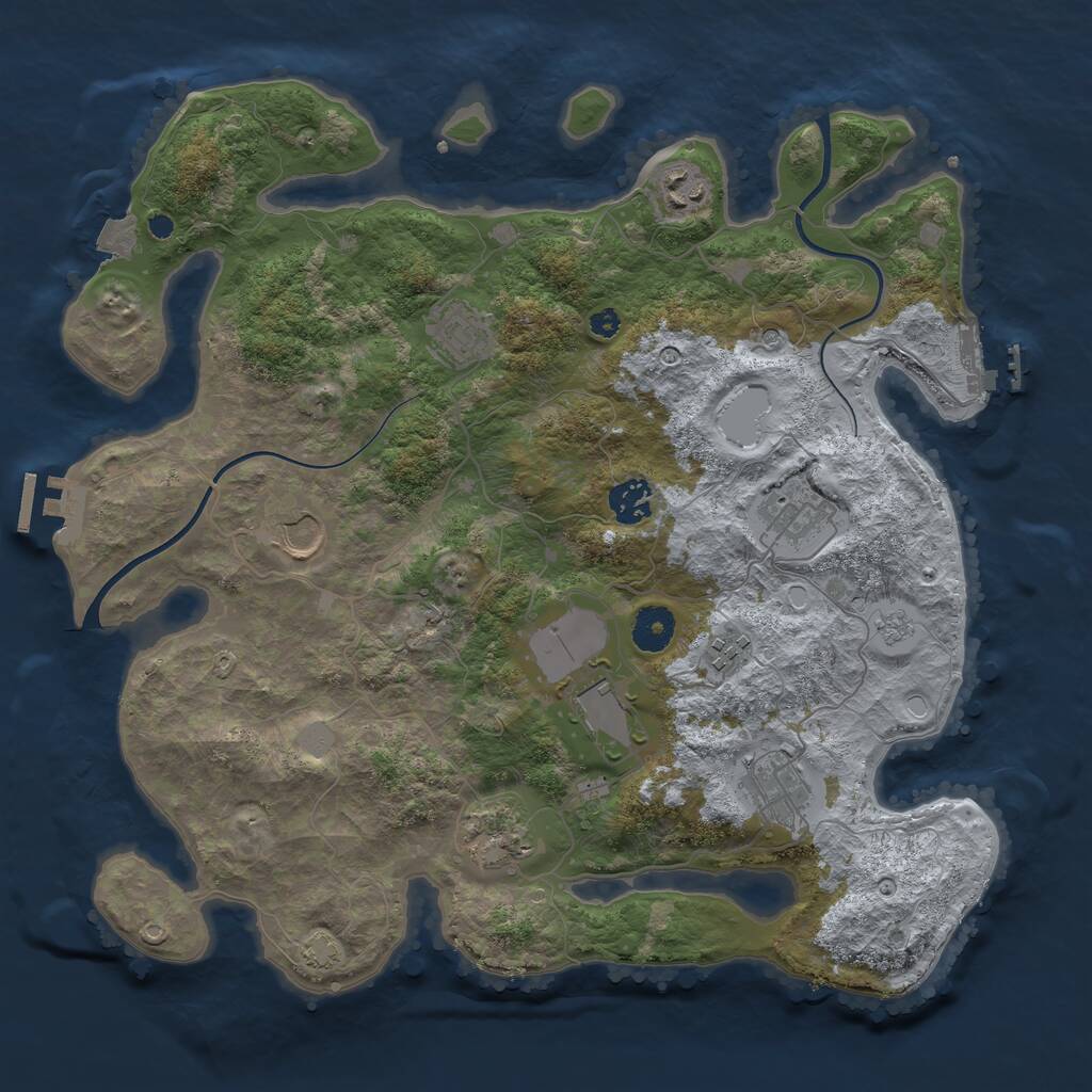 Rust Map: Procedural Map, Size: 3700, Seed: 198348333, 15 Monuments