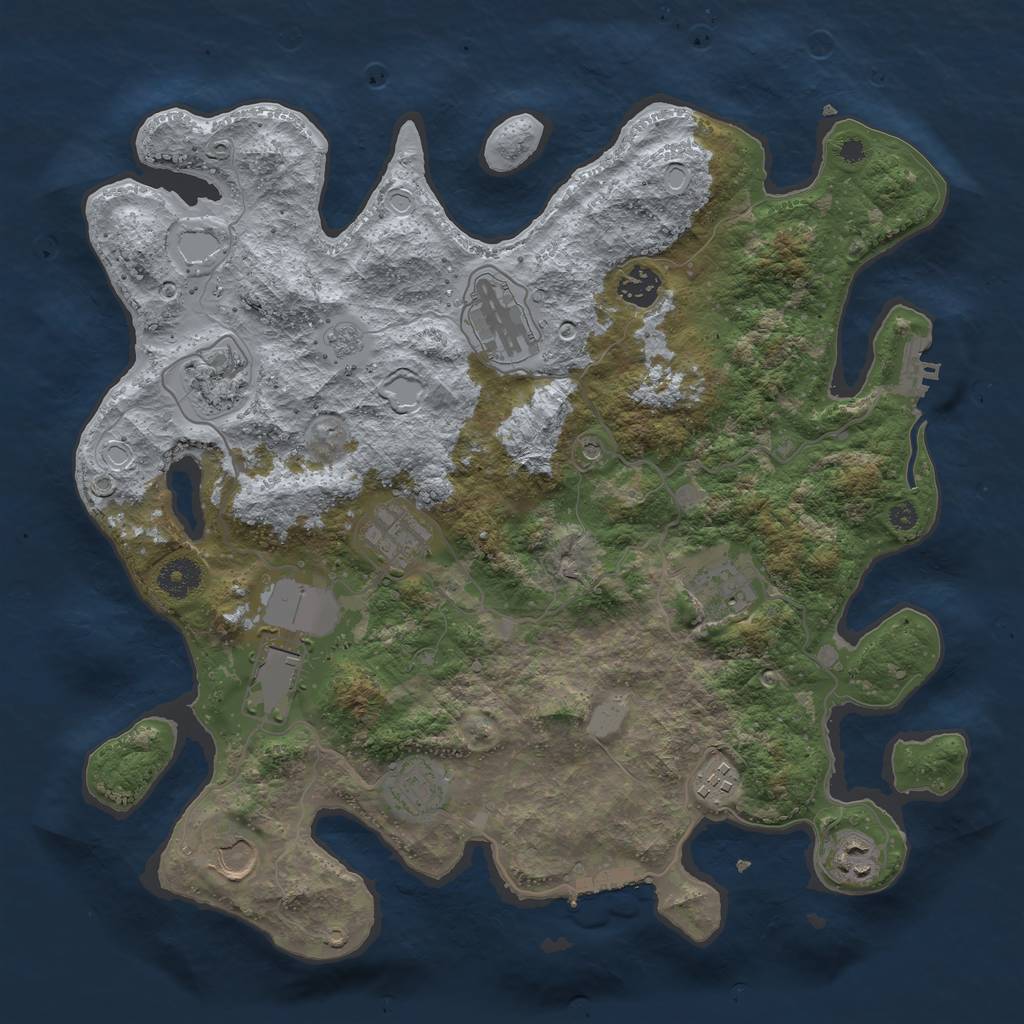 Rust Map: Procedural Map, Size: 3750, Seed: 528600210, 19 Monuments