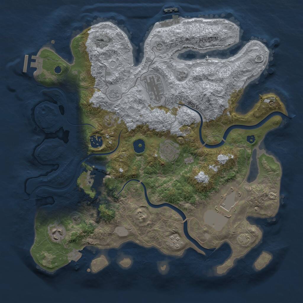 Rust Map: Procedural Map, Size: 3500, Seed: 39285851, 13 Monuments