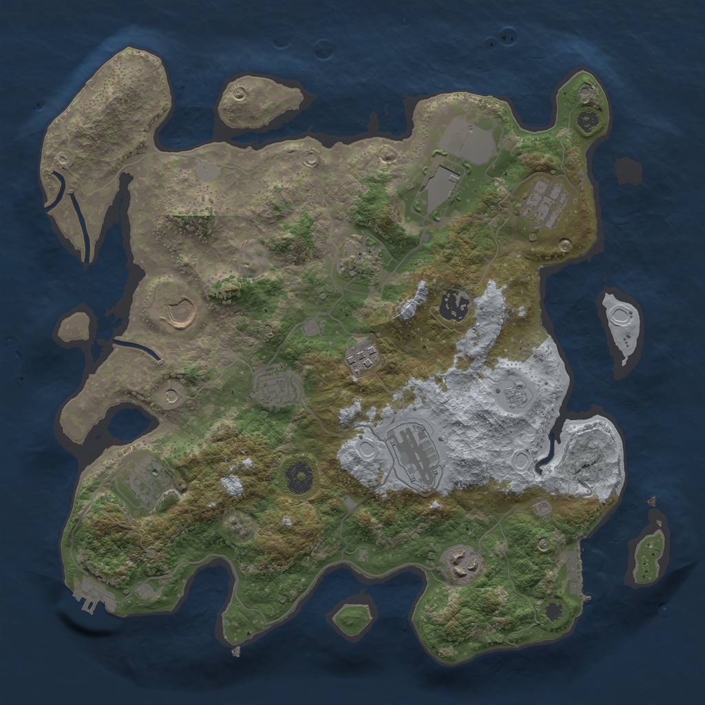 Rust Map: Procedural Map, Size: 3500, Seed: 1061285777, 19 Monuments