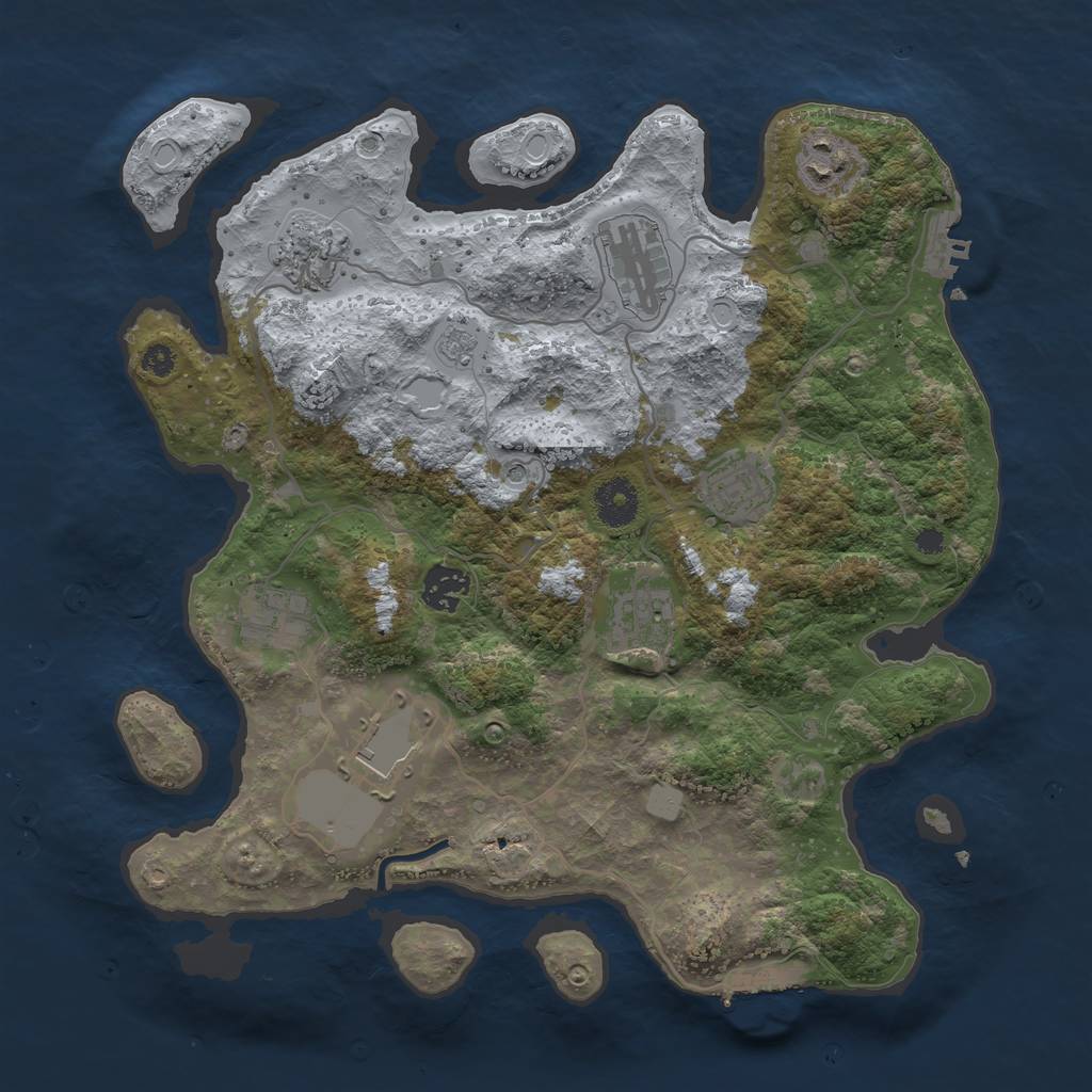 Rust Map: Procedural Map, Size: 3500, Seed: 71849072, 17 Monuments
