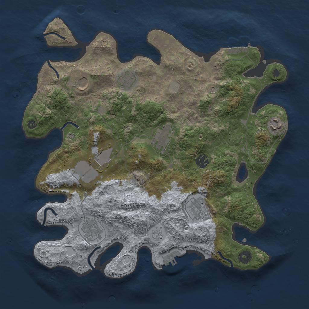 Rust Map: Procedural Map, Size: 3500, Seed: 7072590, 17 Monuments
