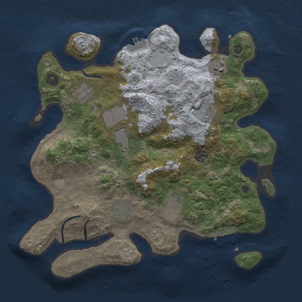 Rust Map: Procedural Map, Size: 3500, Seed: 79293933, 17 Monuments