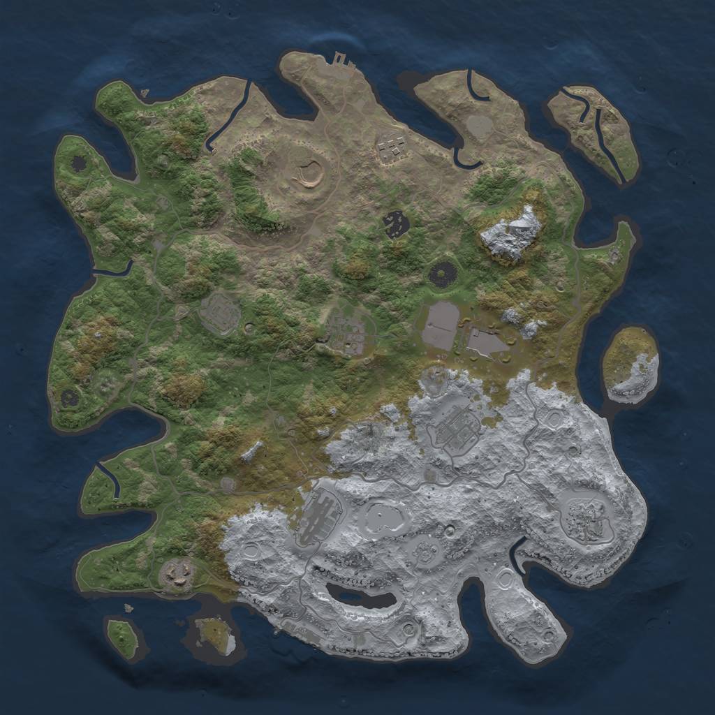 Rust Map: Procedural Map, Size: 4000, Seed: 518289415, 19 Monuments