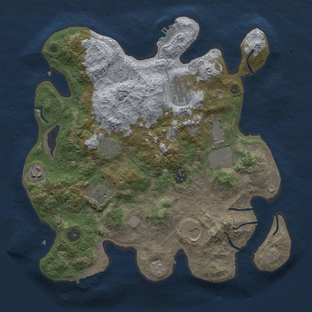 Rust Map: Procedural Map, Size: 3500, Seed: 84364977, 17 Monuments