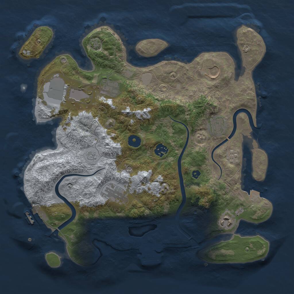 Rust Map: Procedural Map, Size: 3500, Seed: 54248208, 14 Monuments
