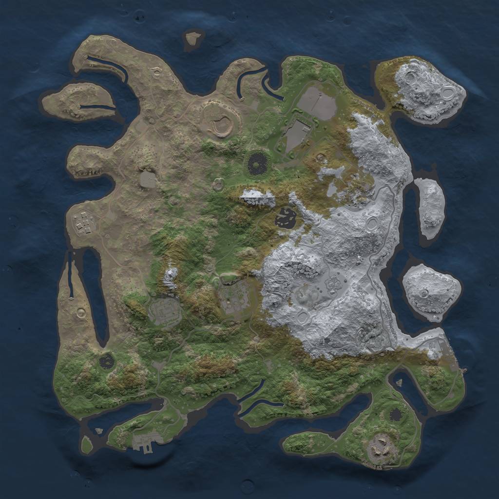 Rust Map: Procedural Map, Size: 3500, Seed: 72586704, 16 Monuments
