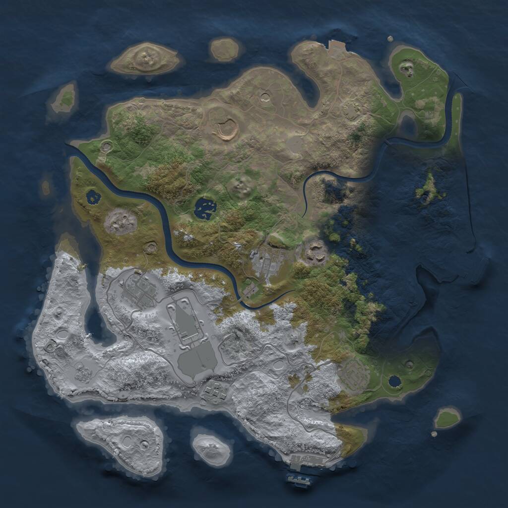Rust Map: Procedural Map, Size: 3500, Seed: 843209179, 14 Monuments