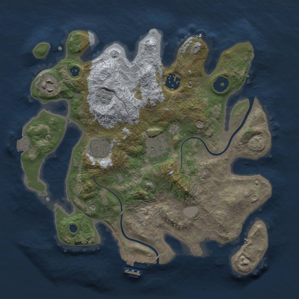 Rust Map: Procedural Map, Size: 3000, Seed: 711132360, 9 Monuments