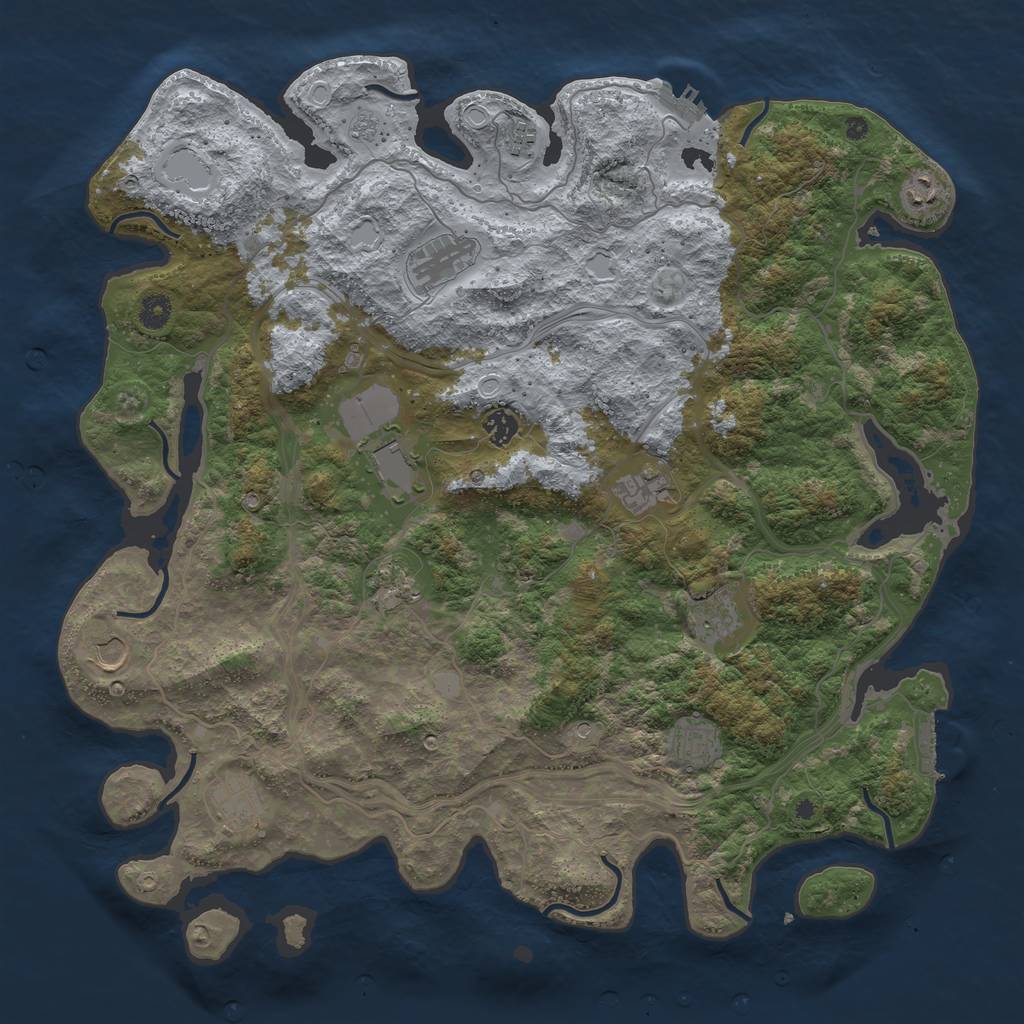 Rust Map: Procedural Map, Size: 4500, Seed: 1218208043, 20 Monuments
