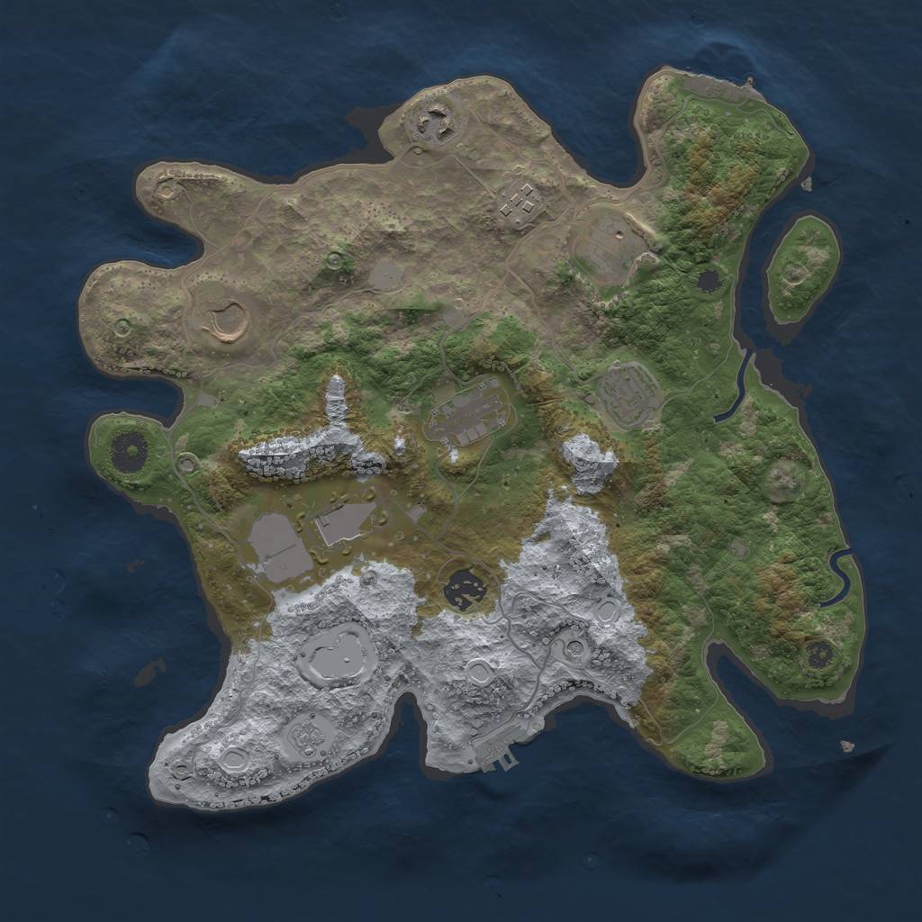 Rust Map: Procedural Map, Size: 3500, Seed: 24049971, 17 Monuments