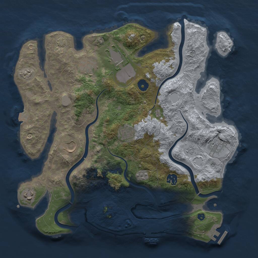 Rust Map: Procedural Map, Size: 3500, Seed: 76722753, 14 Monuments