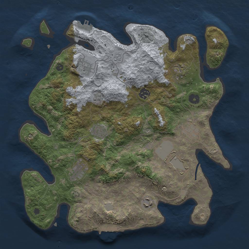 Rust Map: Procedural Map, Size: 3500, Seed: 73519877, 18 Monuments