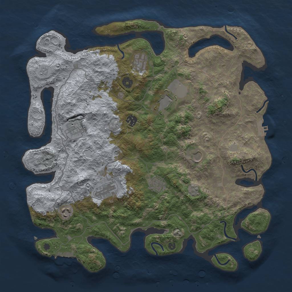 Rust Map: Procedural Map, Size: 4000, Seed: 5693549, 18 Monuments