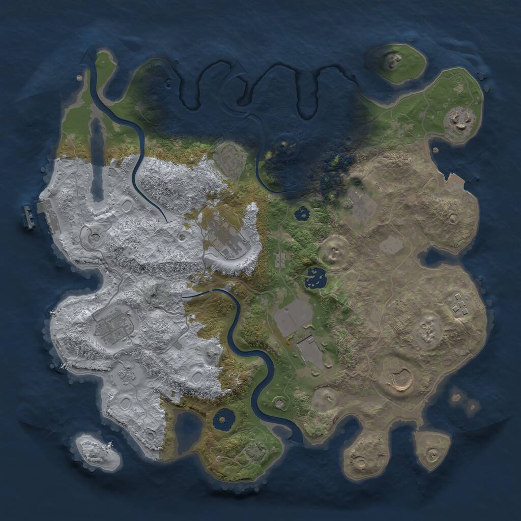Rust Map: Procedural Map, Size: 3500, Seed: 55304929, 14 Monuments
