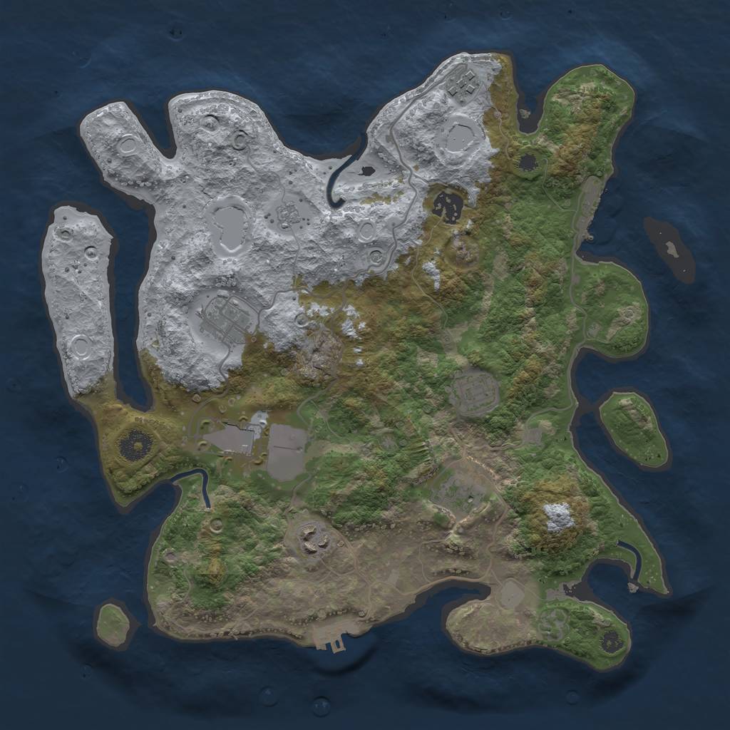 Rust Map: Procedural Map, Size: 3500, Seed: 96557, 16 Monuments