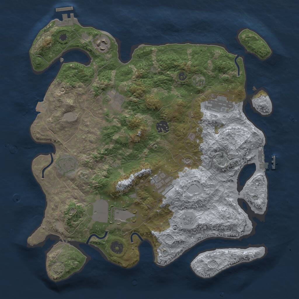 Rust Map: Procedural Map, Size: 3500, Seed: 6671266, 13 Monuments