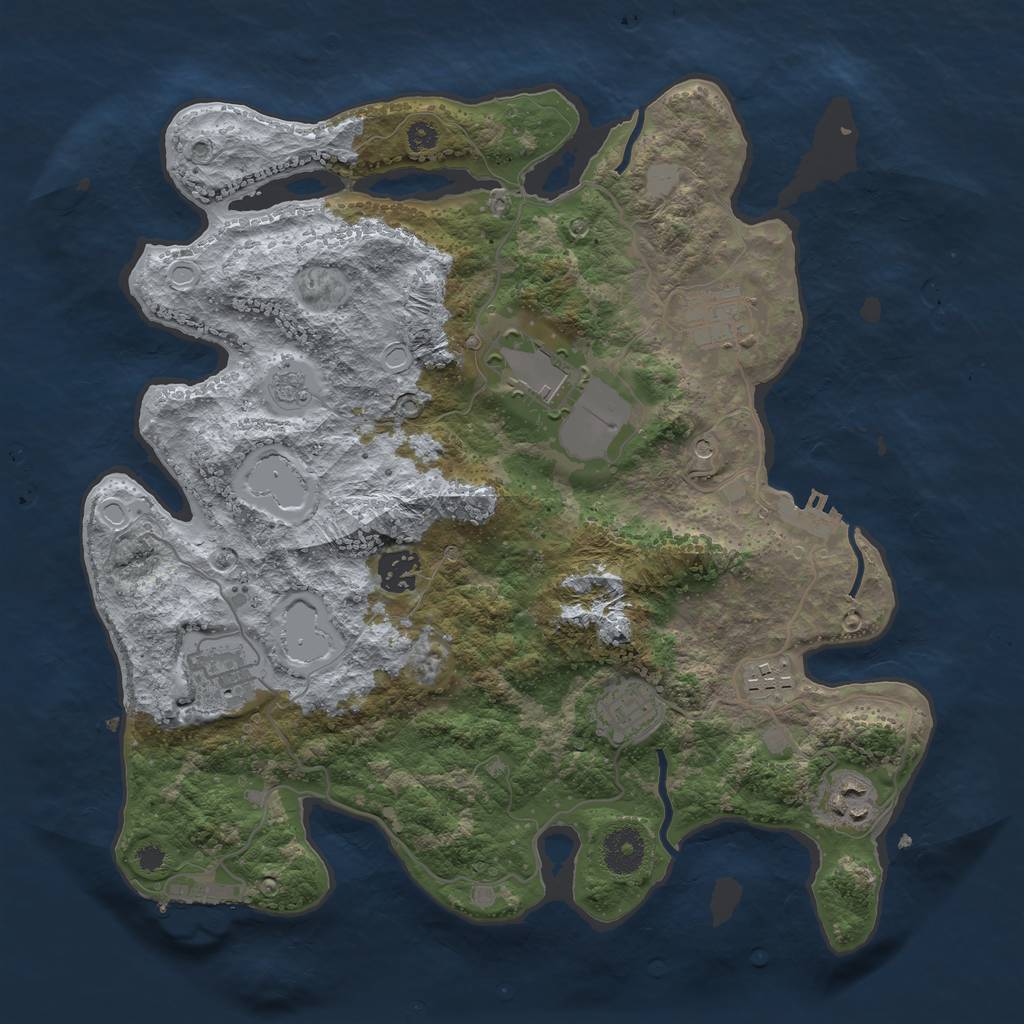 Rust Map: Procedural Map, Size: 3500, Seed: 46854123, 16 Monuments