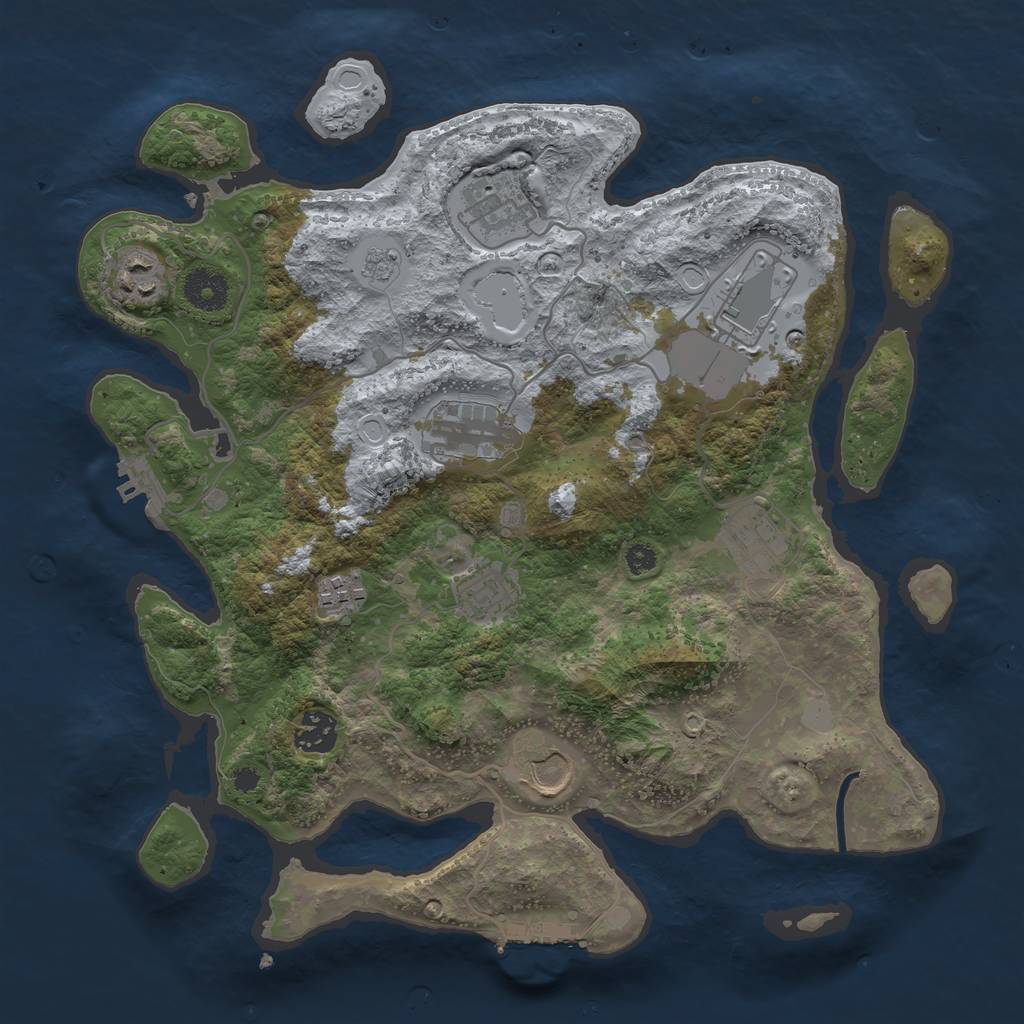 Rust Map: Procedural Map, Size: 3500, Seed: 23274658, 17 Monuments