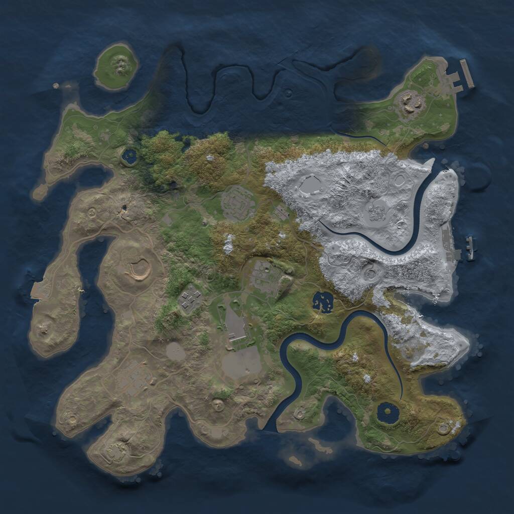 Rust Map: Procedural Map, Size: 3500, Seed: 19890268, 14 Monuments