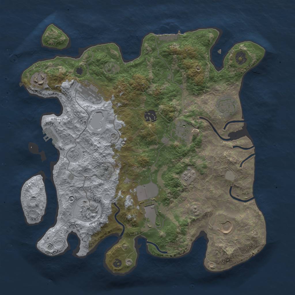 Rust Map: Procedural Map, Size: 3500, Seed: 29338761, 18 Monuments