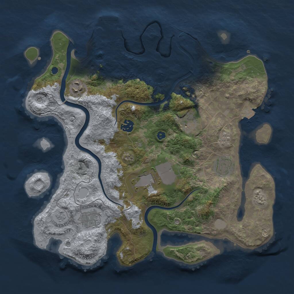 Rust Map: Procedural Map, Size: 3500, Seed: 78902369, 12 Monuments