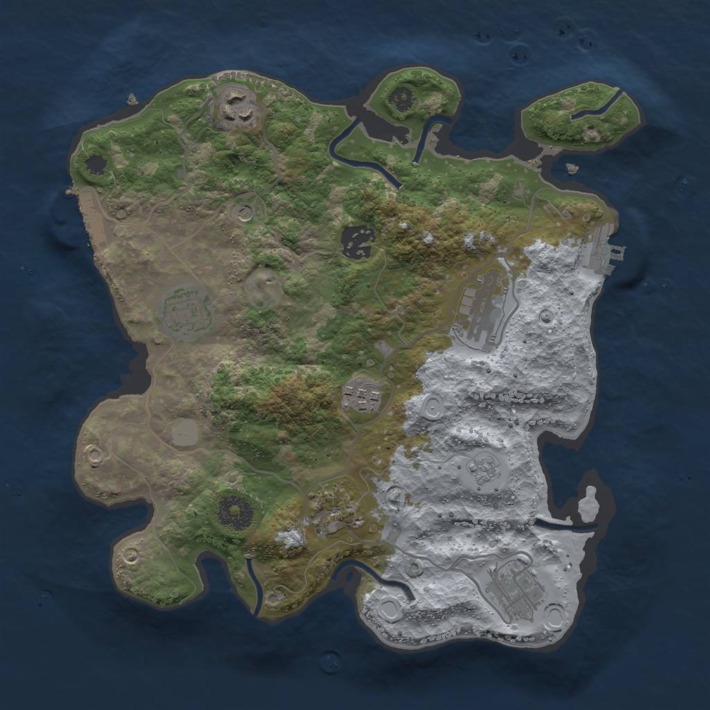 Rust Map: Procedural Map, Size: 3000, Seed: 1892001062, 16 Monuments