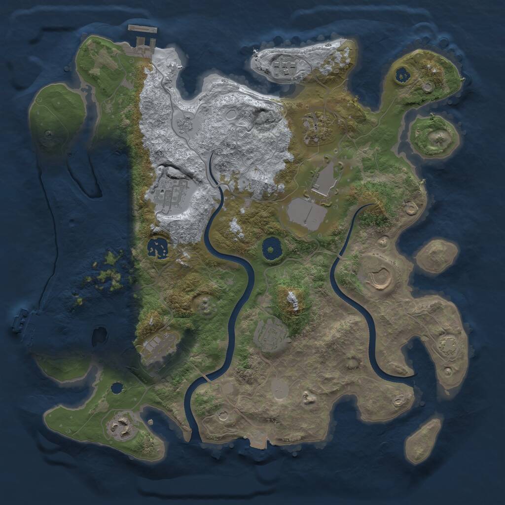 Rust Map: Procedural Map, Size: 3500, Seed: 74344868, 15 Monuments