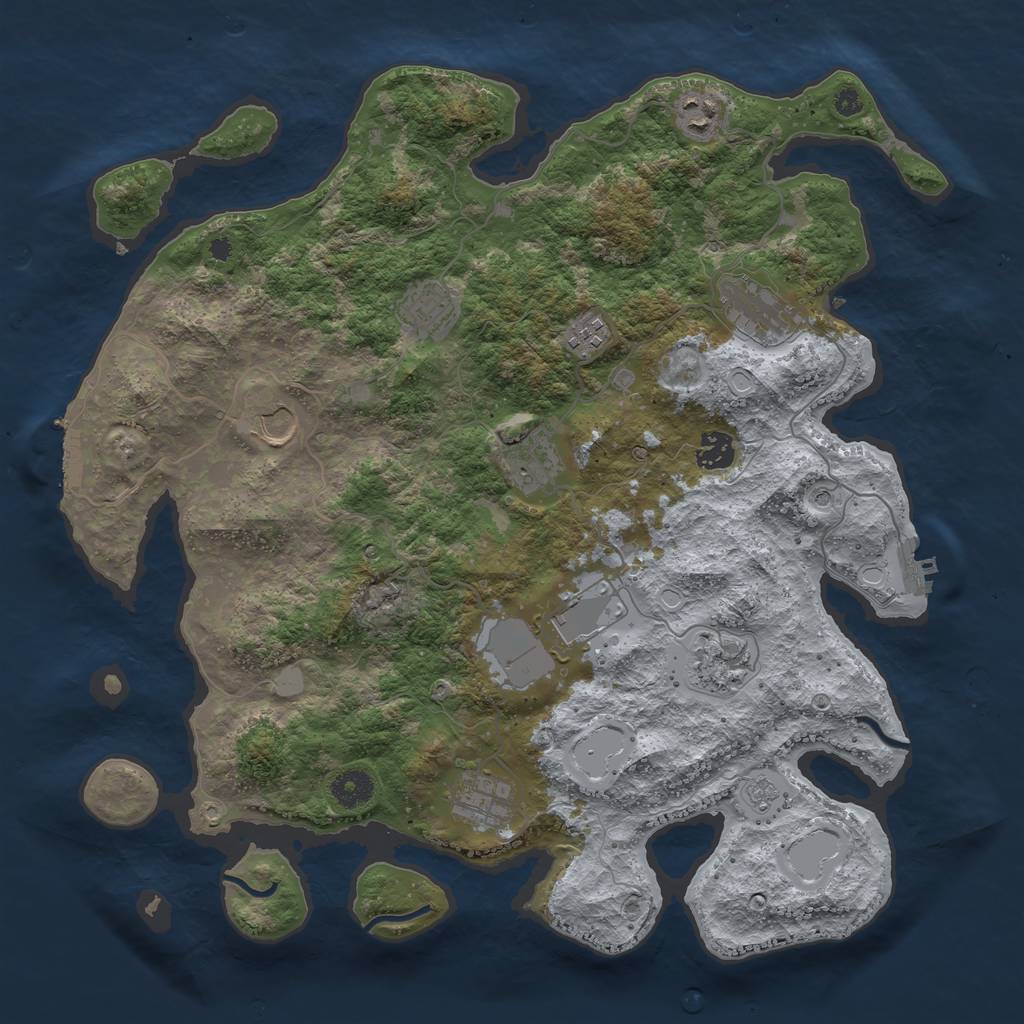 Rust Map: Procedural Map, Size: 3900, Seed: 40462133, 19 Monuments
