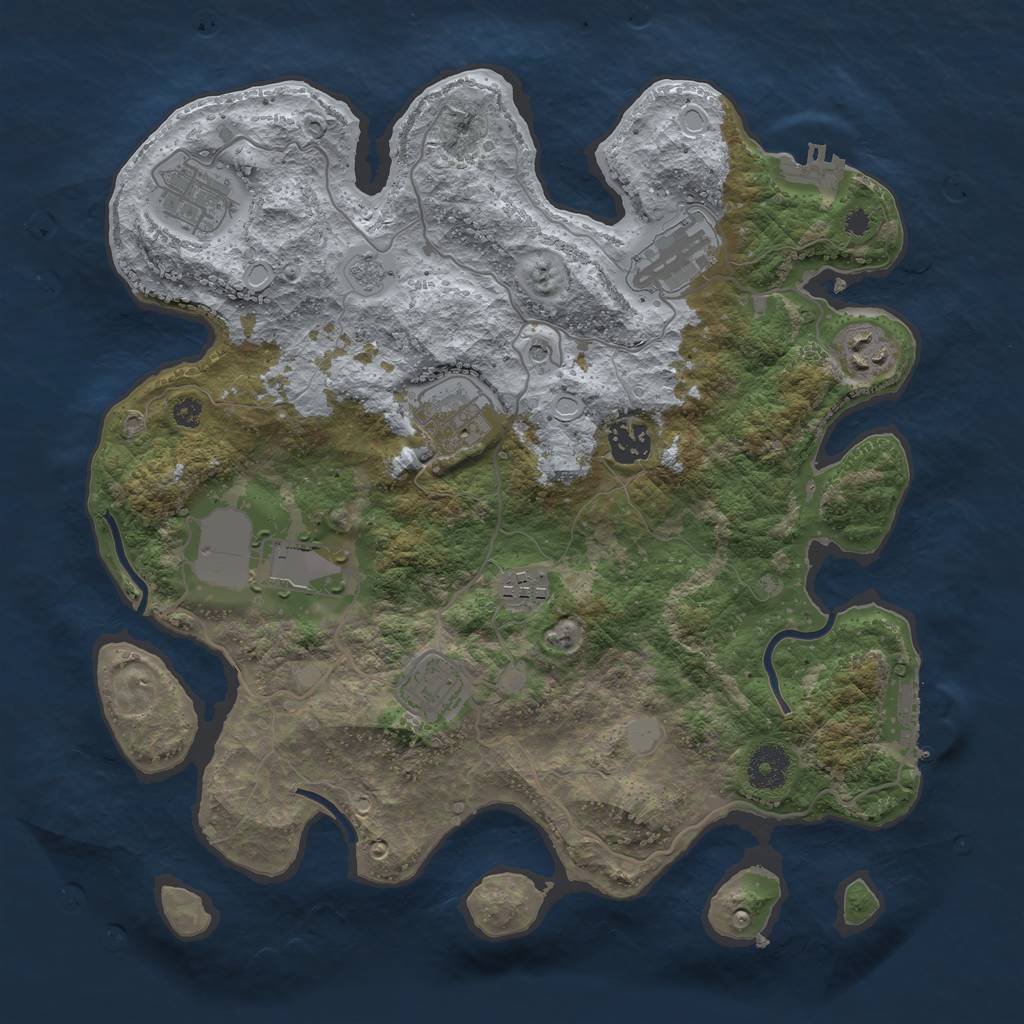 Rust Map: Procedural Map, Size: 3500, Seed: 7038918, 17 Monuments