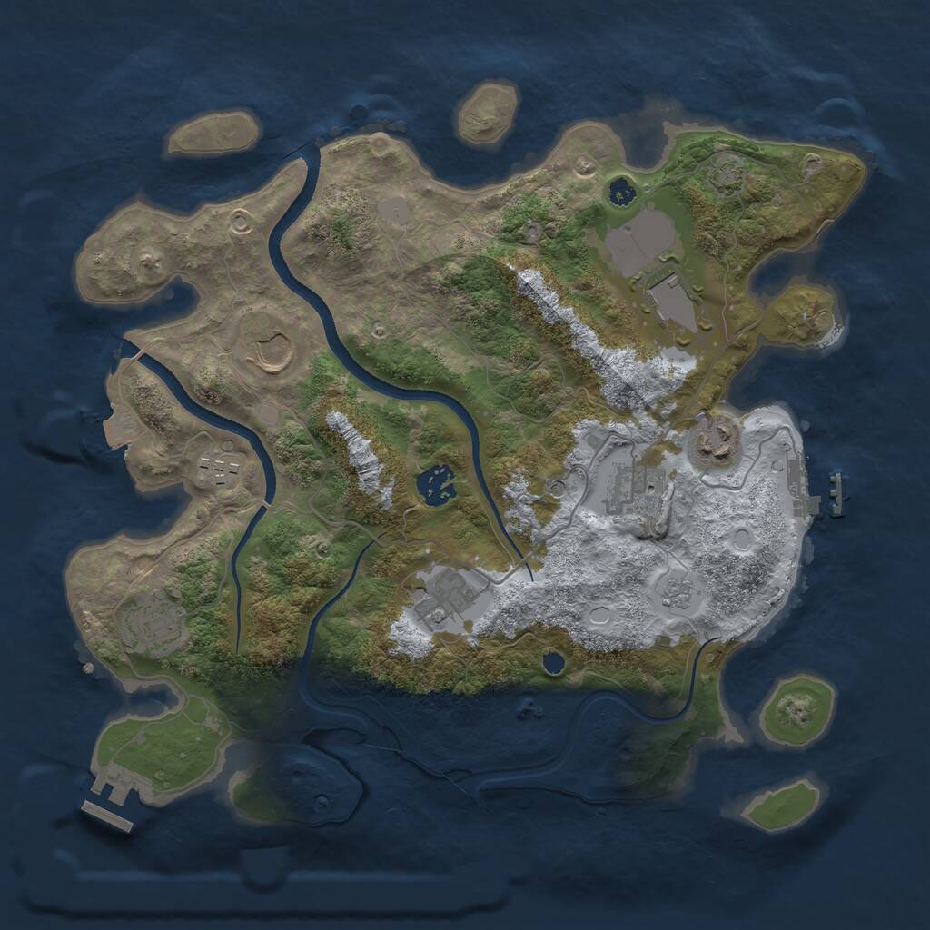 Rust Map: Procedural Map, Size: 3500, Seed: 658870338, 14 Monuments