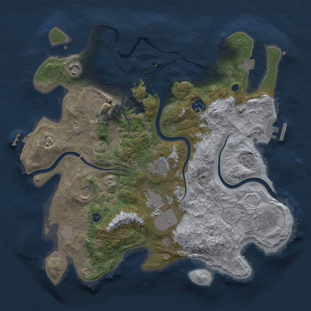 Rust Map: Procedural Map, Size: 3500, Seed: 991313726, 14 Monuments
