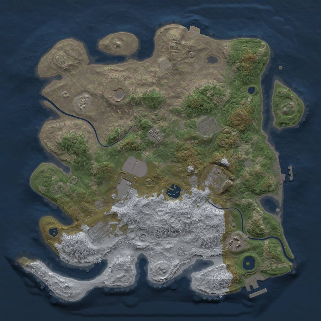 Rust Map: Procedural Map, Size: 3511, Seed: 993459, 14 Monuments